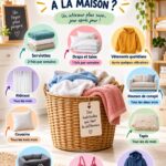Salle de bain propre avec des produits de nettoyage à portée de main.