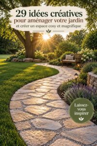 Image d'un jardin cosy et accueillant avec des fleurs et un coin détente