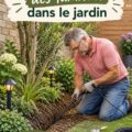 Un jardin illuminé avec différentes lumières extérieures