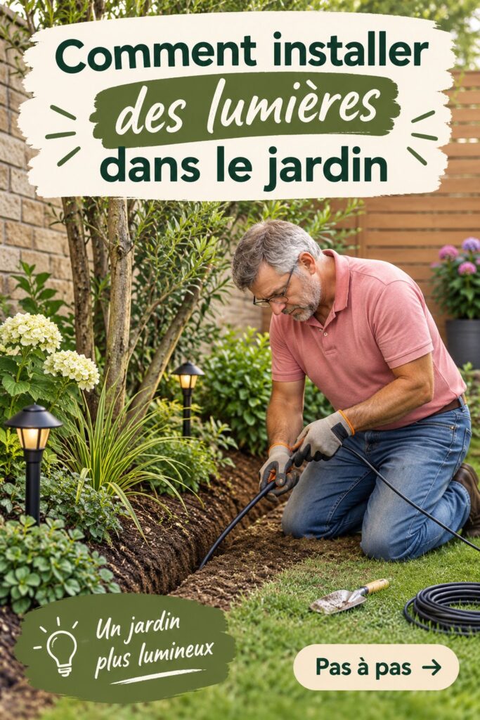Un jardin illuminé avec différentes lumières extérieures