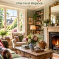 Un intérieur chaleureux et accueillant inspiré du style anglais avec des meubles en bois et des textiles coquets.