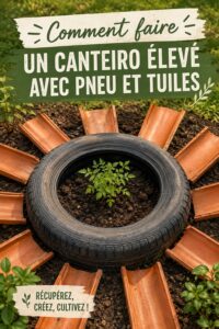 Jardin DIY avec des pneus recyclés colorés remplis de fleurs