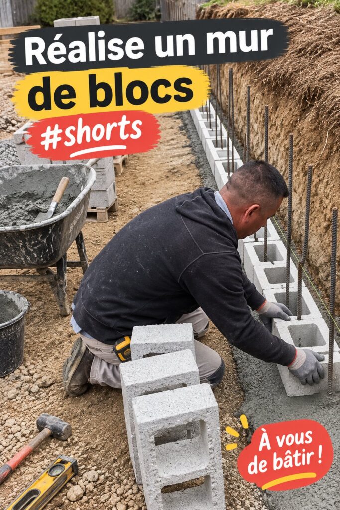 Salle de bain avec un mur en blocs, apportant style et modernité