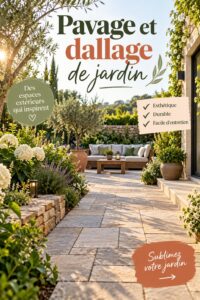 Jardin avec pavage moderne et dallage esthétique, un bel aménagement extérieur