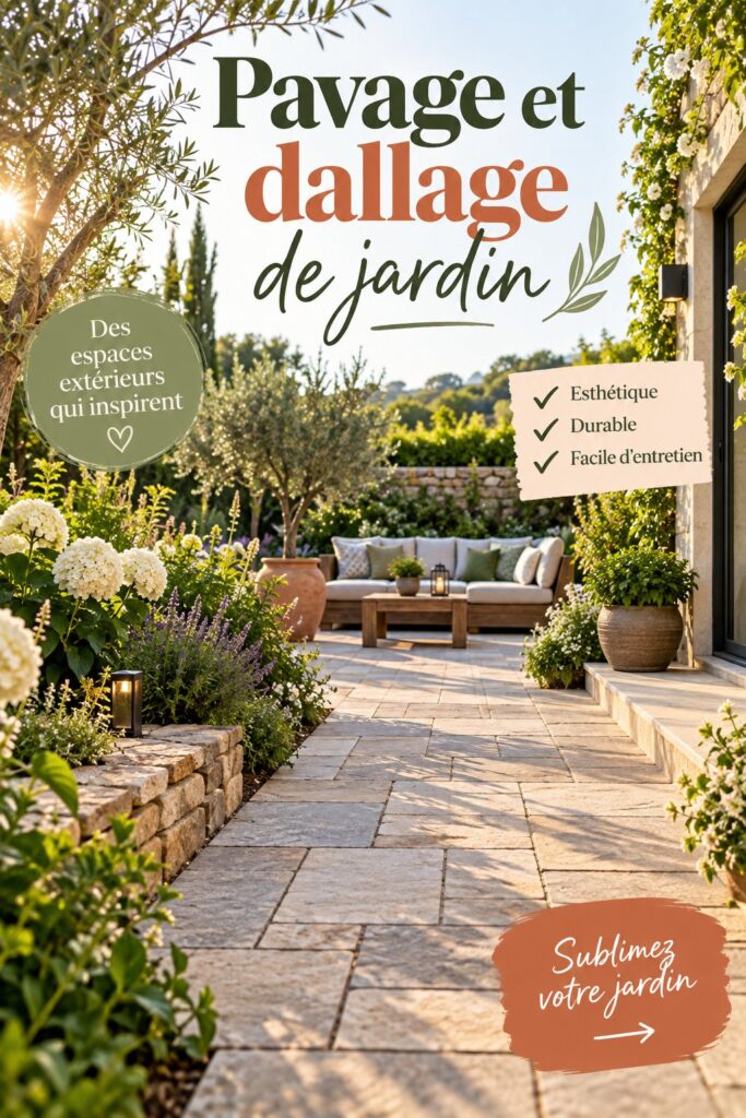 Jardin avec pavage moderne et dallage esthétique, un bel aménagement extérieur
