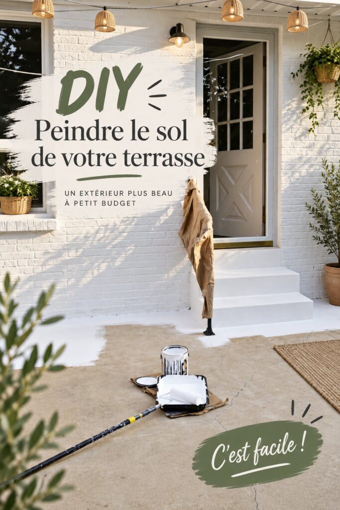 Terrasse avec un sol en bois peint aux couleurs vives, transformée grâce à un projet DIY.