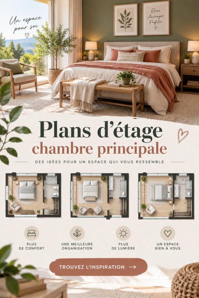 Plan d'étage d'une chambre principale confortable et bien agencée