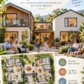 Plan de maison multigénérationnelle avec jardin et espaces communs
