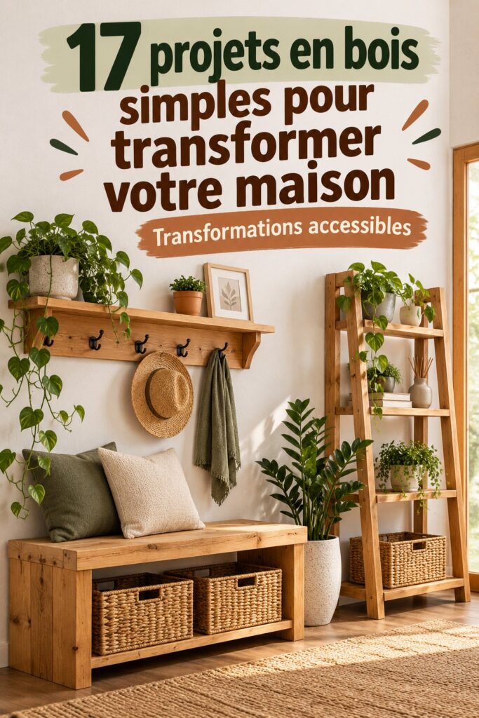 Projet de rangement en bois dans une salle de bain, ajoutant une touche chaleureuse.