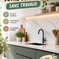 Cuisine moderne avec revêtements décoratifs et un aménagement pratique