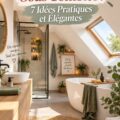 Aménagement élégant d'une salle de bain sous combles avec des espaces optimisés.