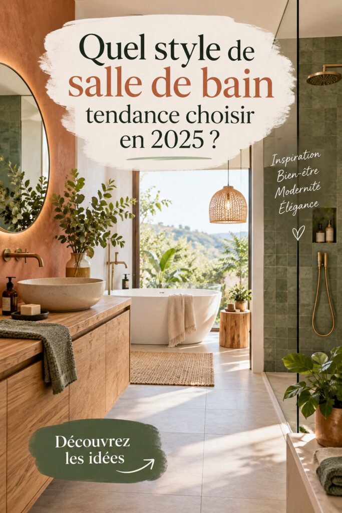 Salle de bain moderne et tendance avec des couleurs apaisantes en 2025.