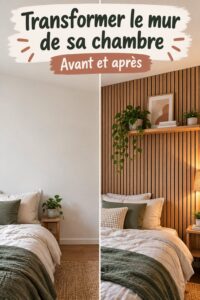 Transformation d'un mur de chambre avec du papier peint et des cadres photo
