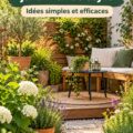 Aménagement d'un petit jardin avec des plantes et un coin détente