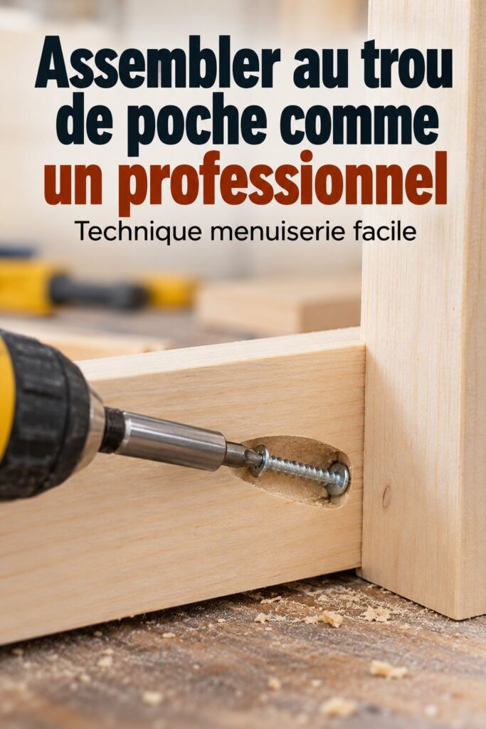 Femme utilisant une perceuse pour un assemblage au trou de poche dans sa salle de bain
