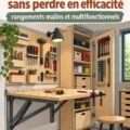 Un espace de bricolage compact et bien agencé avec des meubles multifonctionnels.