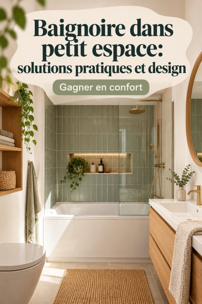 Salle de bain moderne et petite avec baignoire intégrée et décoration chaleureuse.