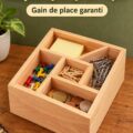 Boîte de rangement compacte dans une salle de bain moderne.