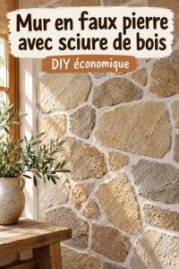 Salle de bain avec mur en faux pierre ajoutant une touche moderne