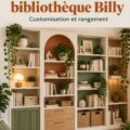 Bibliothèque Ikea Billy élégamment aménagée dans un salon moderne.