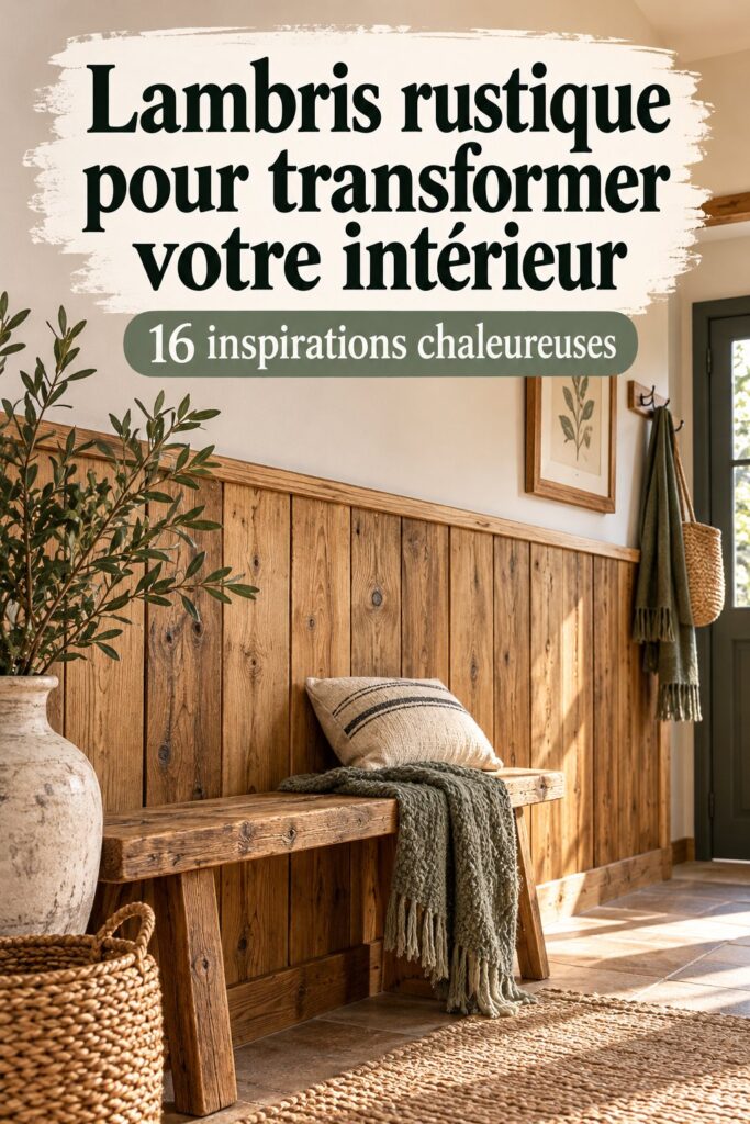 Salle de bain avec lambris rustique crème et accessoires élégants