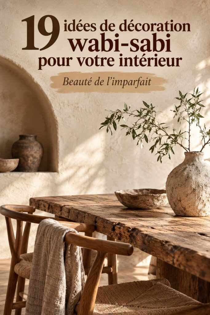 Salle de bain Wabi-Sabi avec des matériaux naturels et des teintes douces.