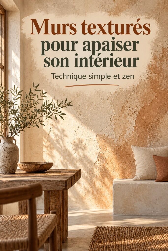 Salle de bain avec des murs texturés qui créent une ambiance apaisante.