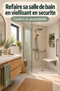 salle de bain rénovée adaptée aux seniors avec douche accessible et barres d'appui