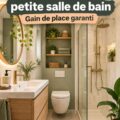 Sublime petite salle de bain avec rangements pratiques et éléments décoratifs élégants.