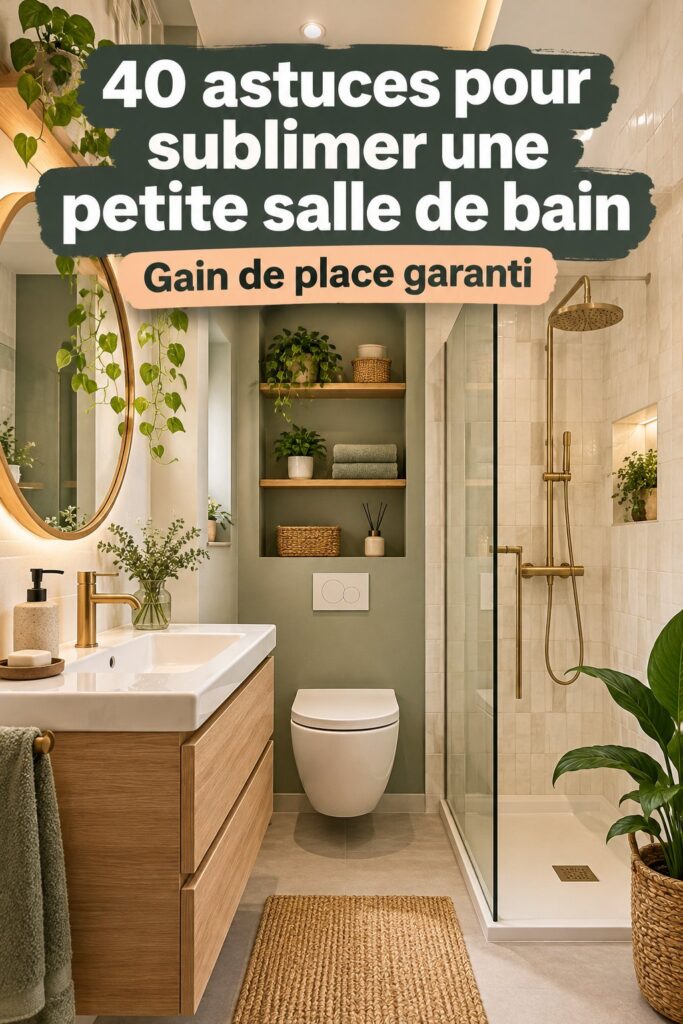 Sublime petite salle de bain avec rangements pratiques et éléments décoratifs élégants.